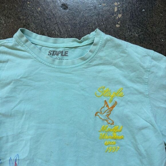 Staple Baby Blue Short Sleeve T-Shirt Embroidered Mens size XL Streetwear - Picture 10 of 16